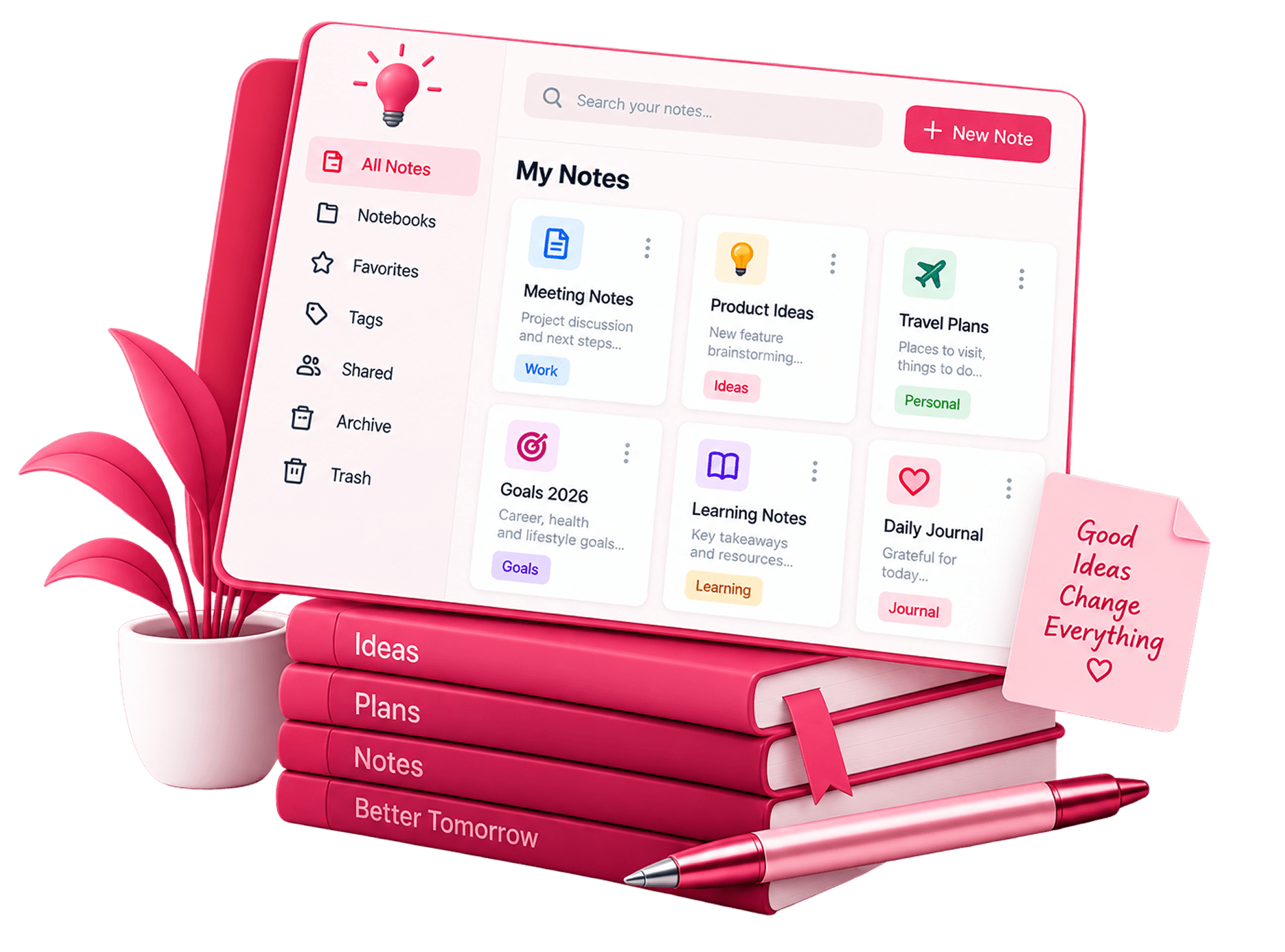 NoteiQ notes dashboard on desktop and mobile